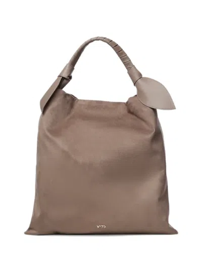 V73 Suede-effect Knotted-handle Tote Bag In Purple