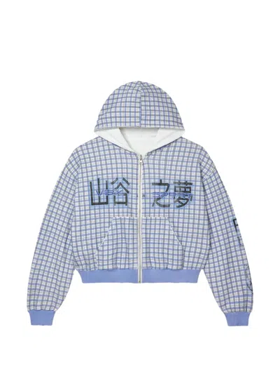 Vale Check-print Zip-up Hoodie In Blue