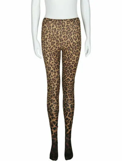 Pre-owned Valentino Animal Print Tights W/ Tags In Brown