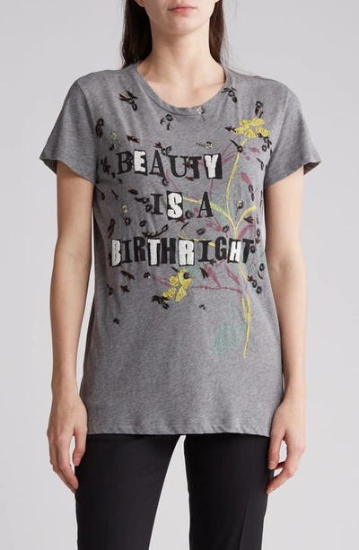 Valentino Beauty Is A Birthright Embellished T-shirt In Grigio Melange