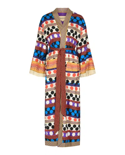 Valentino Belted Printed Silk-twill Robe Cover-up In Multi