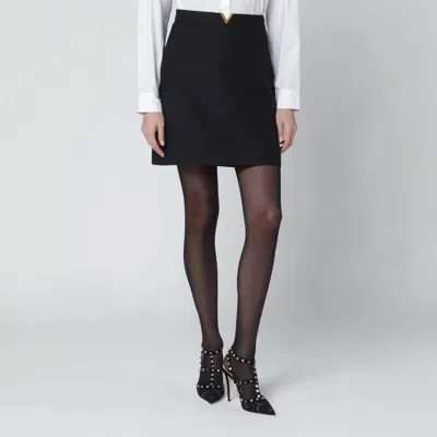 Valentino Black Mini Skirt With V Gold Detail