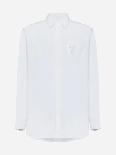 Valentino Butterfly Cotton Shirt In White