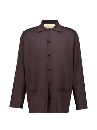 Valentino Buttoned Cardigan In Brown