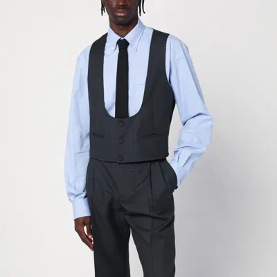 Valentino Charcoal Grey Vest In Wool