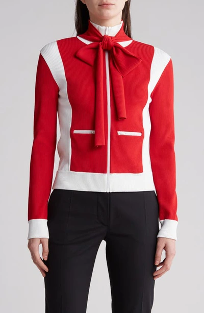 Valentino Colorblock Rib Jacket In Rosso