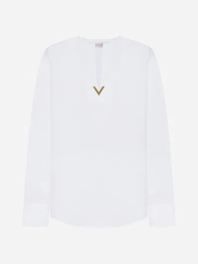 Valentino Cotton Bluse In Optic White
