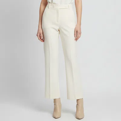 Pre-owned Valentino Cream Logo Detail Wool Blend Flared Pants L