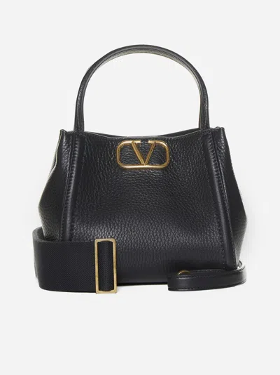Valentino Garavani Alltime Small Leather Hand Bag In Black