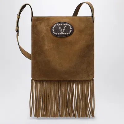 Valentino Garavani Beige Suede Nellcôte Bag In Brown