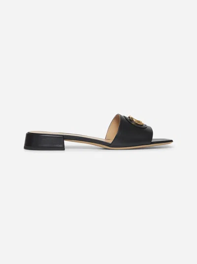 Valentino Garavani Black Calfskin Vlogo Signature Slide Sandals