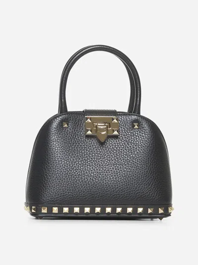 Valentino Garavani Black Small Rockstud Top Handle Bag