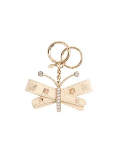Valentino Garavani Butterfly Bag Charms And Keychains In Pale Ivory/crystal