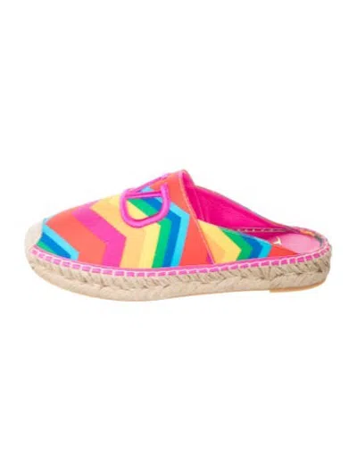 Pre-owned Valentino Garavani Canvas Striped Espadrilles W/ Tags In Pink