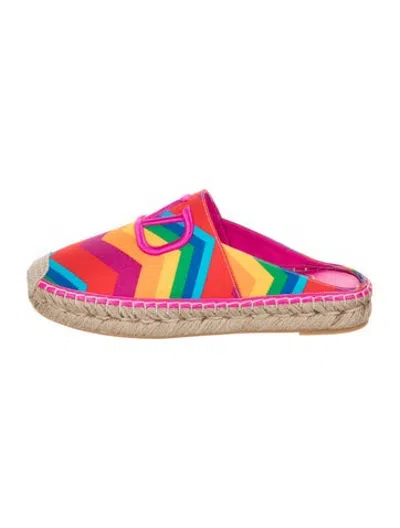 Pre-owned Valentino Garavani Canvas Striped Espadrilles W/ Tags In Pink
