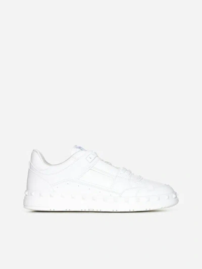 Valentino Garavani Freedots Leather Sneakers In White