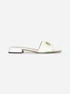Valentino Garavani Ivory Calfskin Vlogo Signature Slide Sandals In White