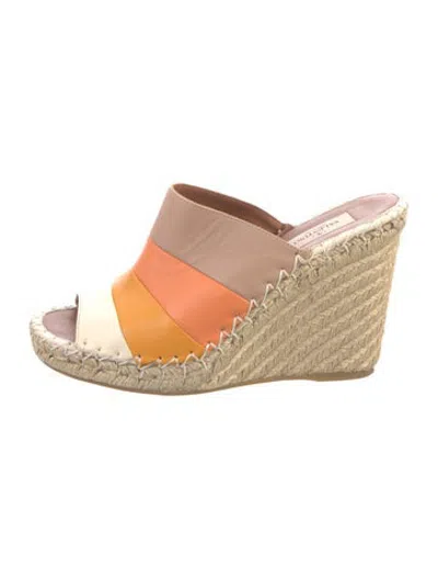 Pre-owned Valentino Garavani Leather Colorblock Pattern Espadrilles In Neutrals/orange