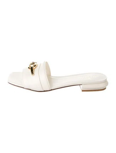 Pre-owned Valentino Garavani Leather Slides In Neutrals