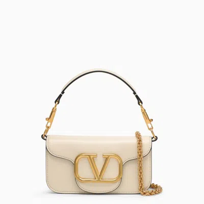 Valentino Garavani Locò Small Shoulder Bag With Vlogo Signature Ivory In White