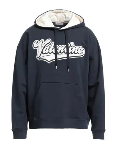 Valentino Garavani Man Sweatshirt Navy Size L Cotton, Elastane In Navy Blue