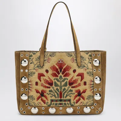 Valentino Garavani Medium Tote Bag Nellcôte In Jacquard Fabric In Multi