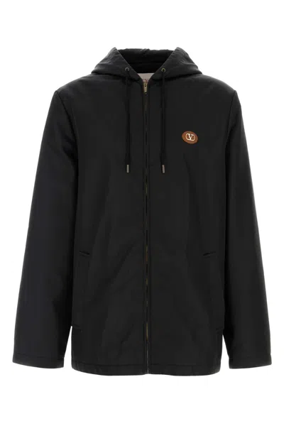 Valentino Garavani Nylon Windbreaker For Men In Black