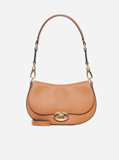 Valentino Garavani Ohval Small Leather Shoulder Bag In Almond Beige