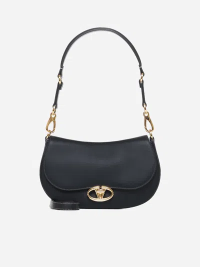 Valentino Garavani Ohval Small Leather Shoulder Bag In Black