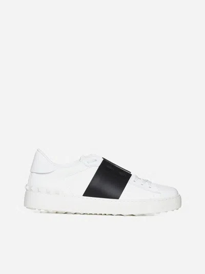 Valentino Garavani Open Leather Sneakers In White,black