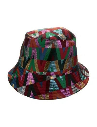 Pre-owned Valentino Garavani Printed Bucket Hat In Red