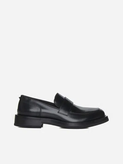 Valentino Garavani Rock Studio Leather Loafers In Black