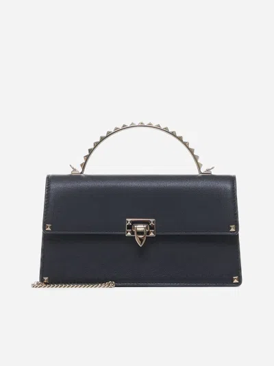 Valentino Garavani Rockstud Leather Mini Bag In Black