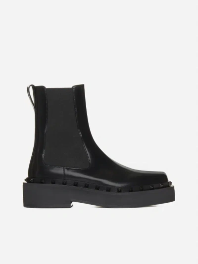 Valentino Garavani Rockstud M-way Leather Chelsea Boots In Black