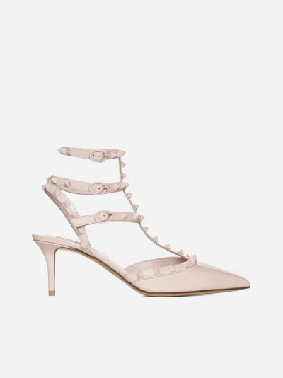 Valentino Garavani Rockstud Patent Leather Pumps In Rose Quartz