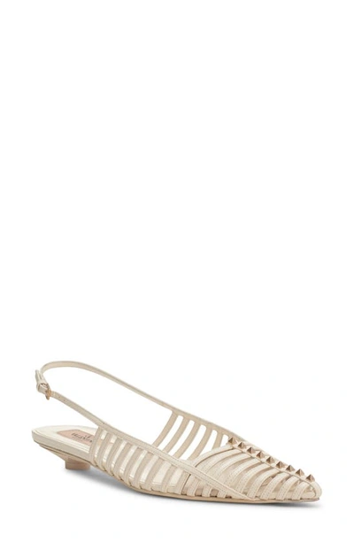 Valentino Garavani Rockstud Wispy Pointed Toe Slingback Flat In Ivory