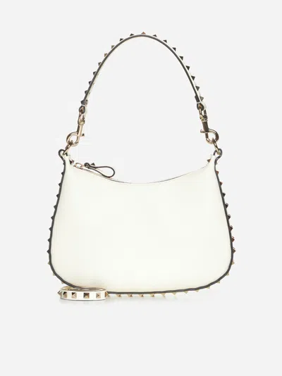 Valentino Garavani Small Rockstud Shoulder Bag In Ivory