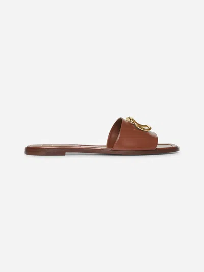 Valentino Garavani Tan Calfskin Vlogo Signature Slide