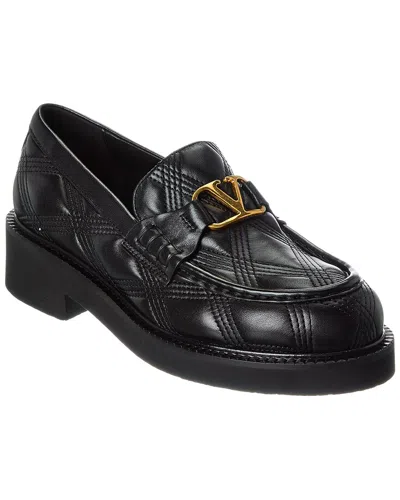 Valentino Garavani Valentino Vlogo Leather Loafer In Black