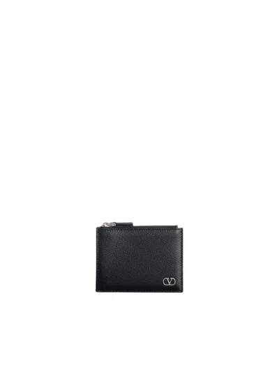 Valentino Garavani Valentino Vlogo Signature Cardholder In Grainy Calfskin In Black