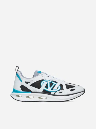 Valentino Garavani Vlogo Easyjog Leather And Mesh Sneakers In Multicolor