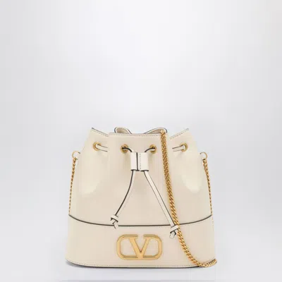 Valentino Garavani Vlogo Ivory Leather Bucket Bag In Neutral