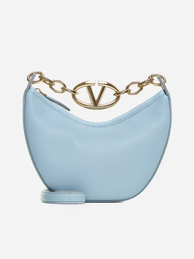 Valentino Garavani Vlogo Moon Small Leather Bag In Porcelain Blue