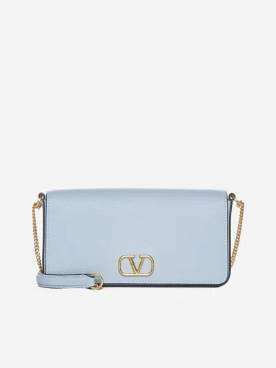 Valentino Garavani Vlogo Signature Leather Mini Bag In Blue