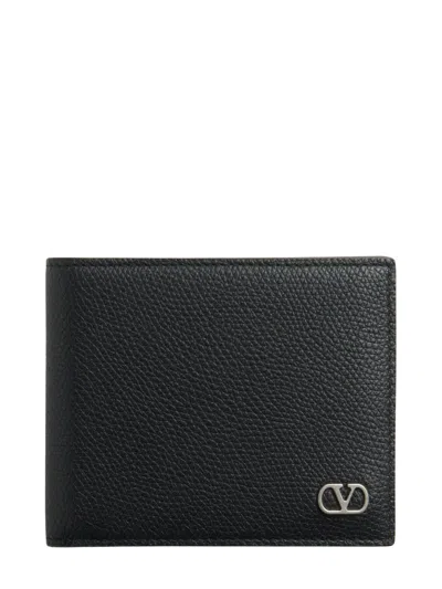 Valentino Garavani Vlogo Signature Leather Wallet In Black