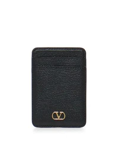 Valentino Garavani Vlogo Signature Magnetic Card Holder In Black