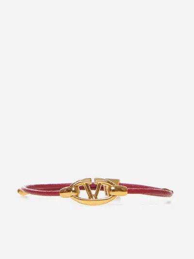 Valentino Garavani Vlogo The Bold Leather Bracelet In Red