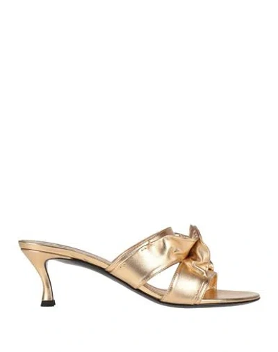Valentino Garavani Woman Sandals Gold Size 8 Leather