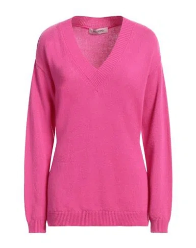 Valentino Garavani Woman Sweater Fuchsia Size L Wool, Virgin Wool In Pink