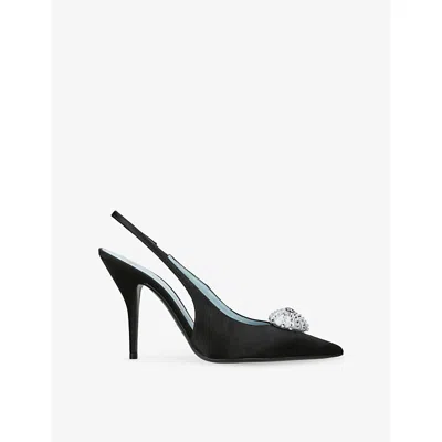 Valentino Garavani Womens Coœur Royal 100 Slingback Satin Heels Blk/other Eur 39 / 6 Uk